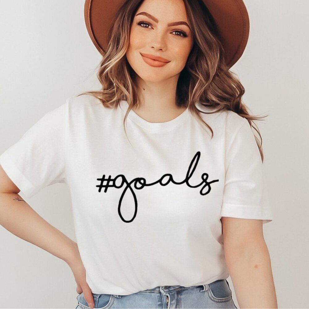 #Goals Cropped Top White Tee SZ LARGE NWT